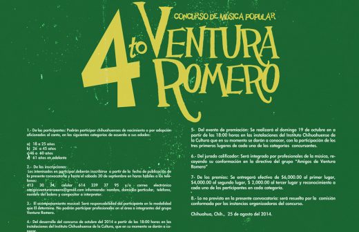 Invitan a participar en IV Concurso de Música Popular Ventura Romero