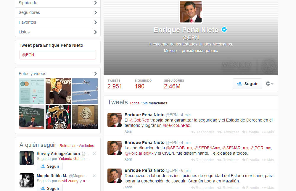 Tuitea EPN sobre la captura del Chapo