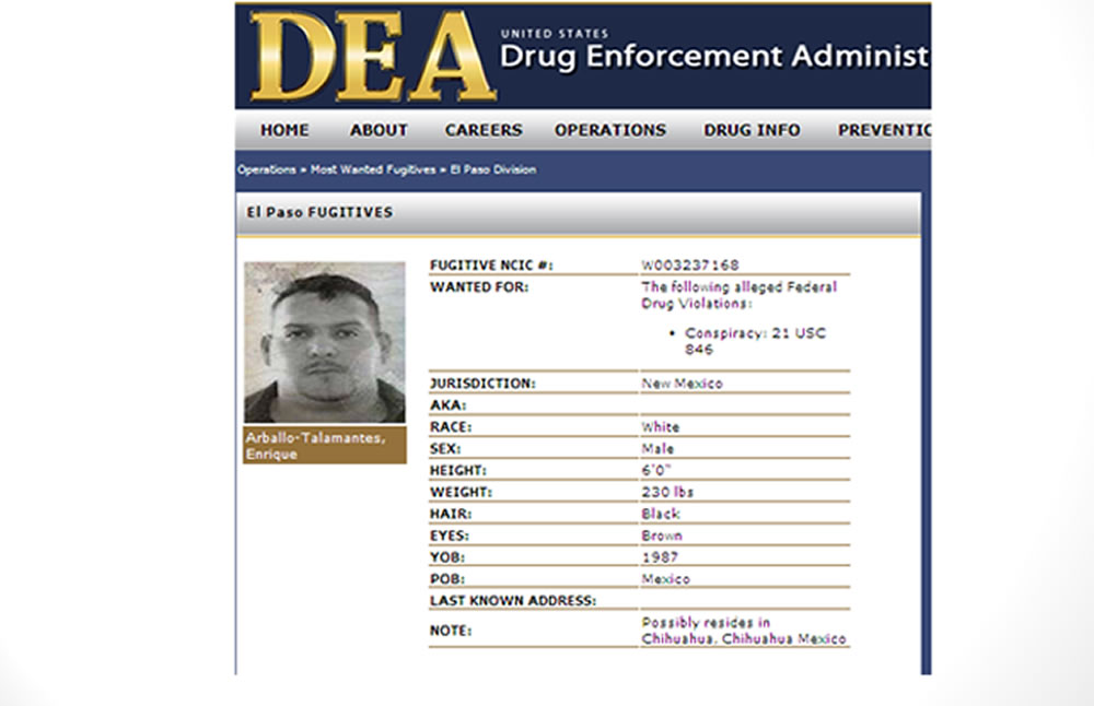 Información en la página de la DEA