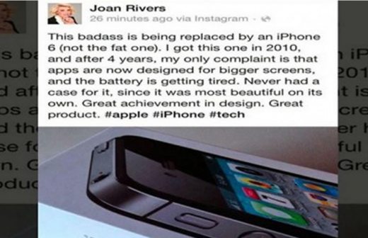 Promociona Joan Rivers el iPhone 6 desde el más allá