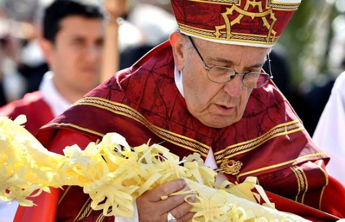 El papa francisco celebra domingo de ramos sin fieles