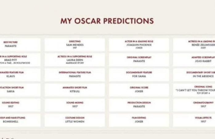 Filtran lista de ganadores a los premios Oscar