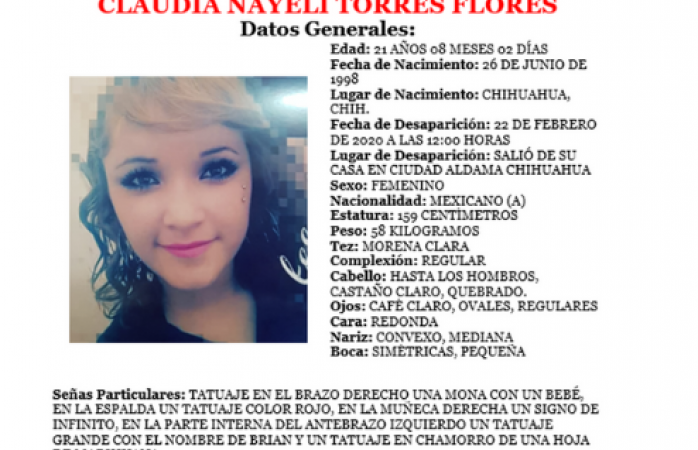 Desaparece jovencita en Aldama