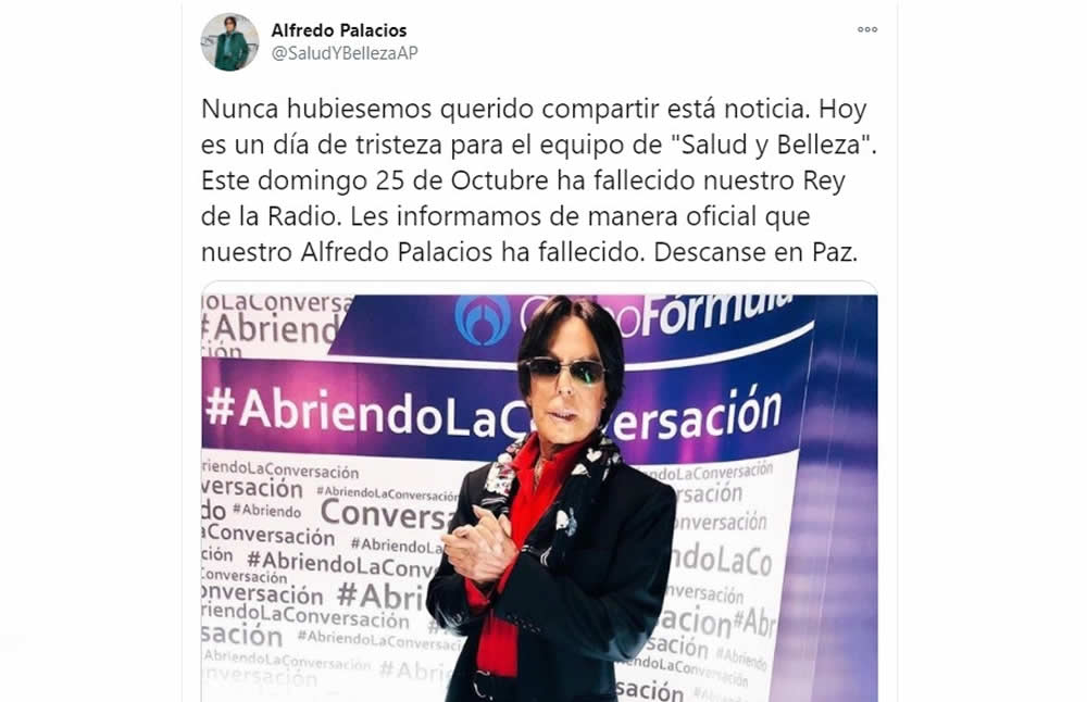 Sus compañeros dieron la noticia en twitter