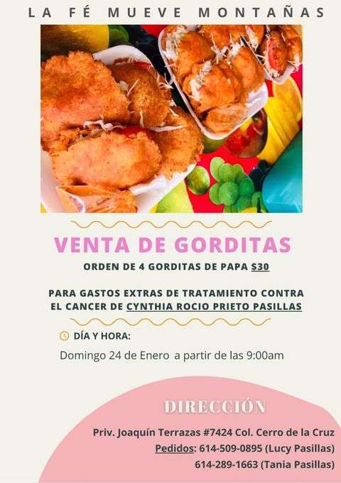 Venta de gorditas de papa en apoyo a cynthia