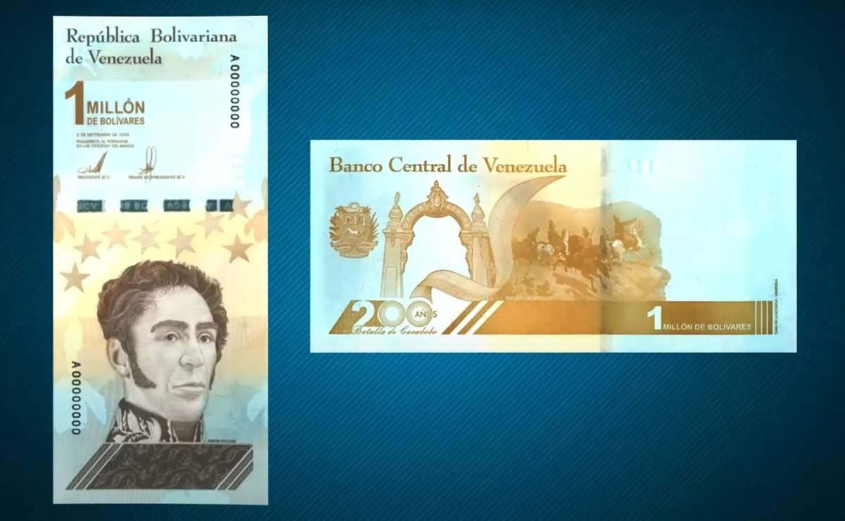 Venezuela lanza nuevo billete de 1 millón de bolívares... pero vale medio dólar
