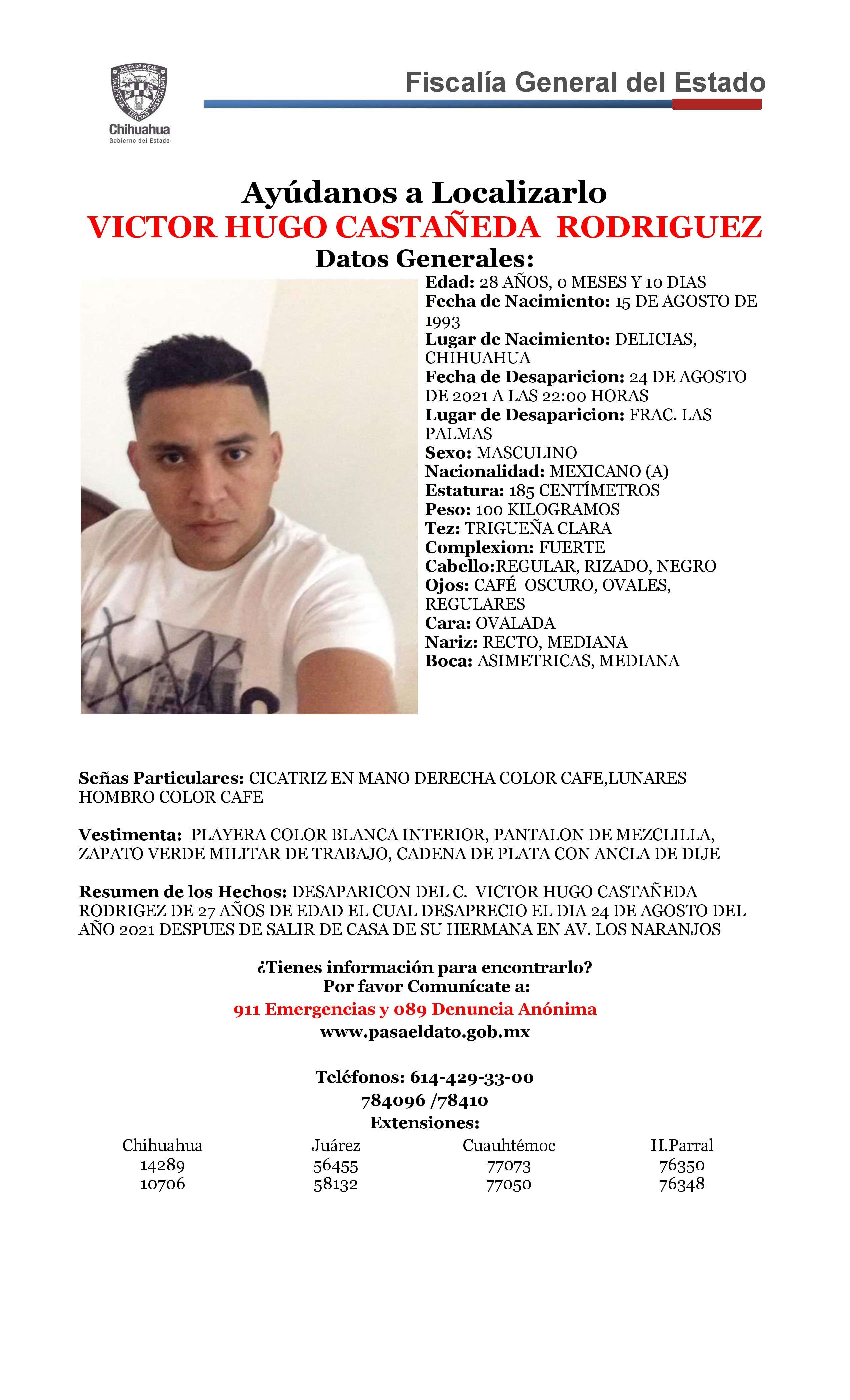 Desaparece víctor hugo y piden ayuda para localizarlo