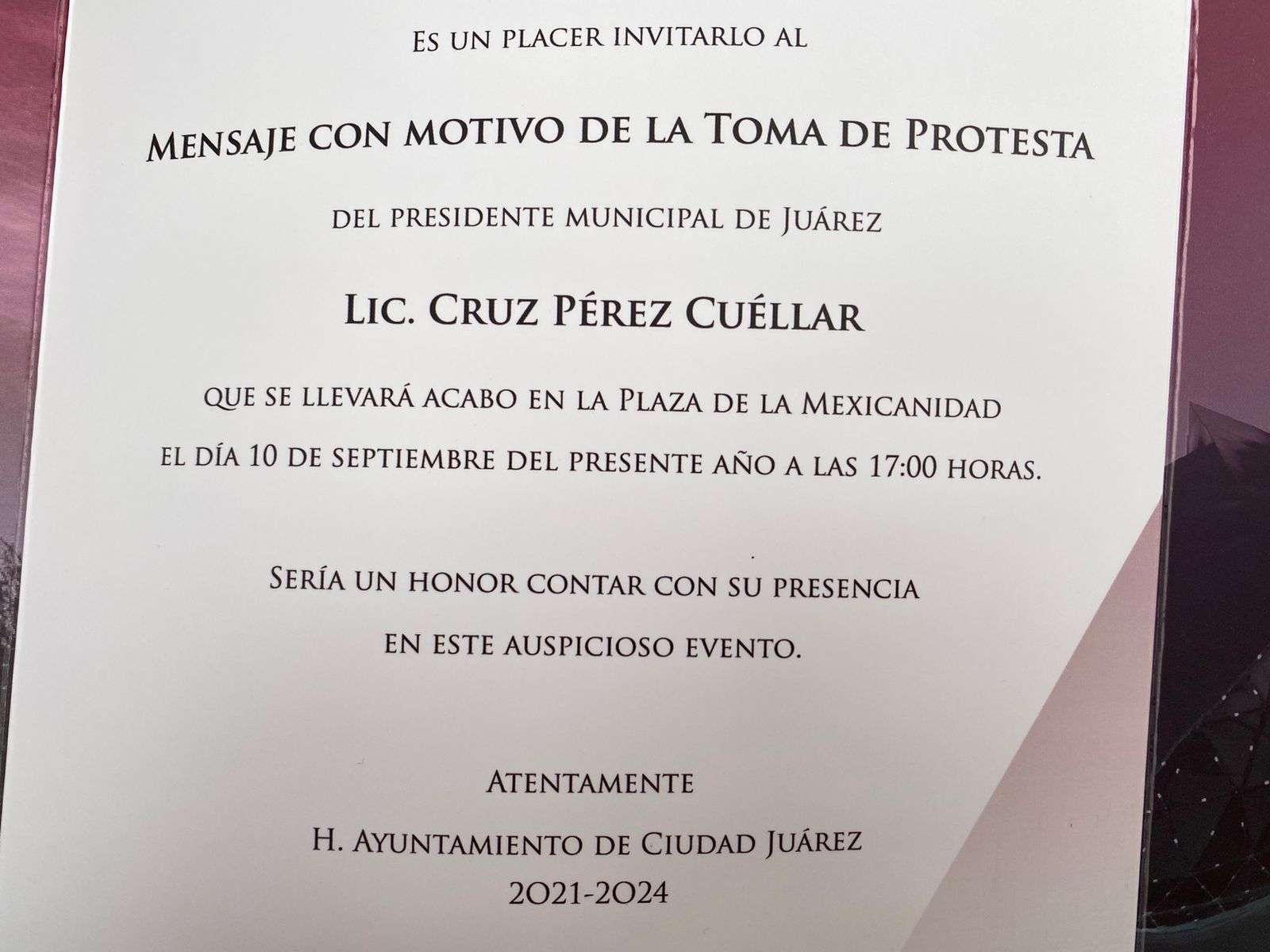 Circula invitación de la toma de protesta de cruz pérez cuellar | La