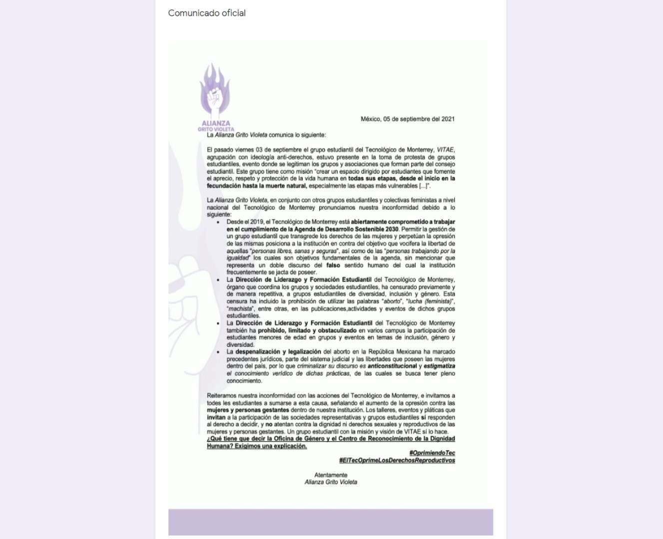 Desata polémica tec de monterrey por grupo estudiantil antiaborto