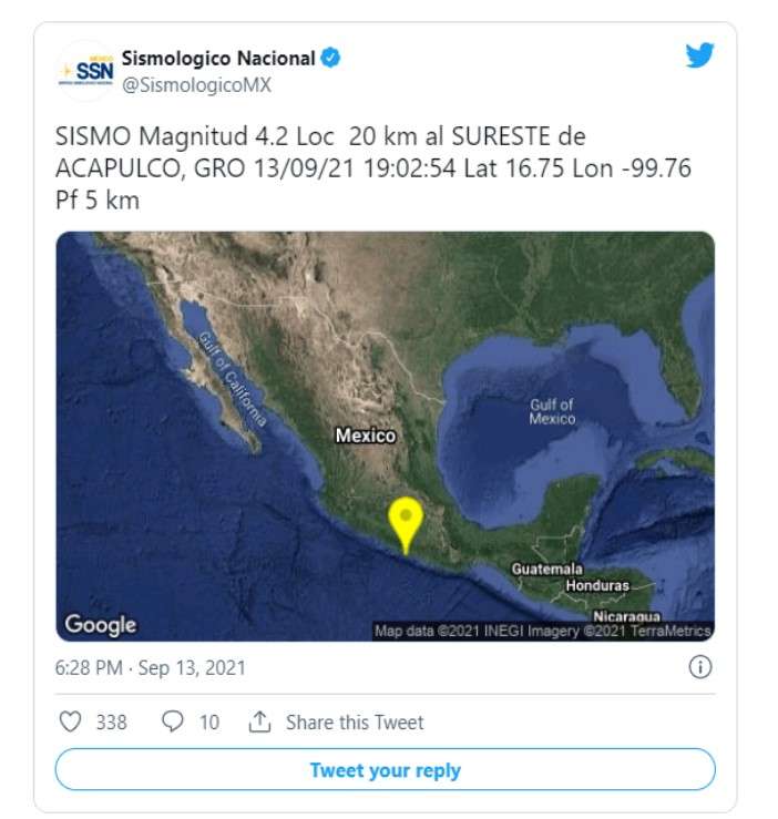 Se registra otro sismo pero de magnitud 4.2 en acapulco, guerrero
