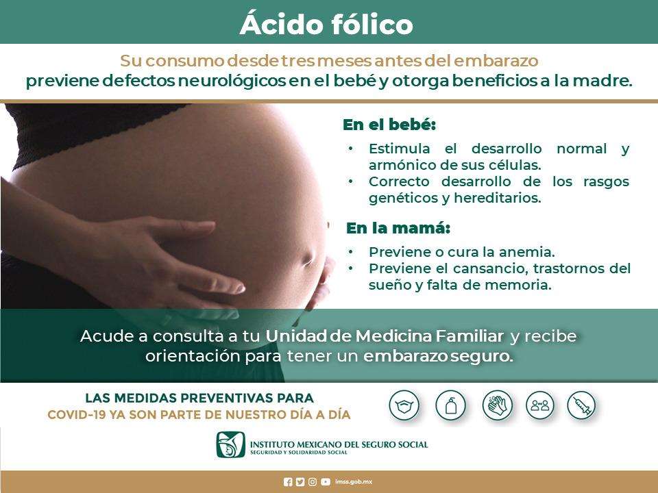 Promueve IMSS el ácido fólico durante el embarazo 