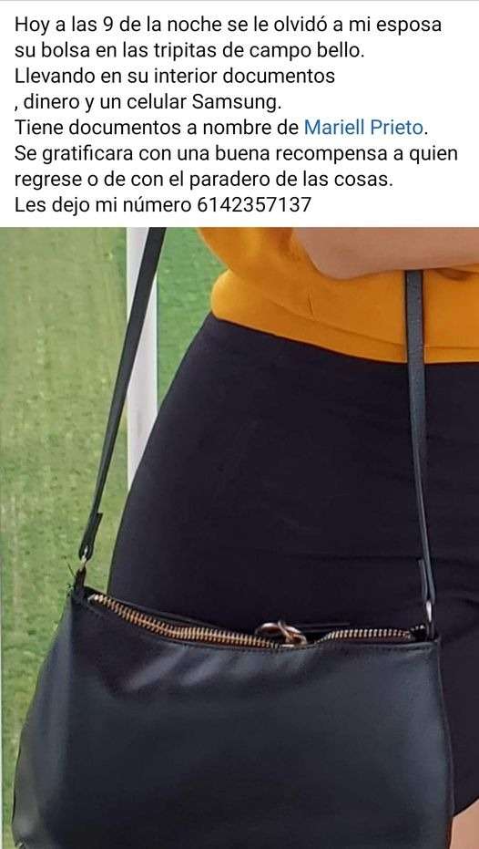 Buscan bolso olvidado en local de venta de comida
