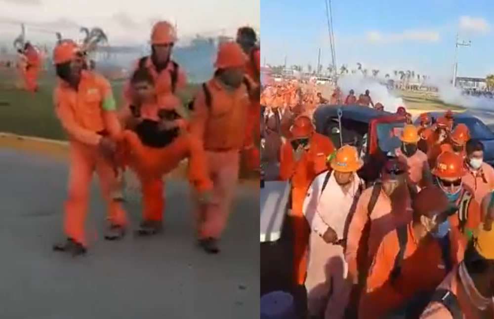 Disuaden por la fuerza a manifestantes de dos bocas