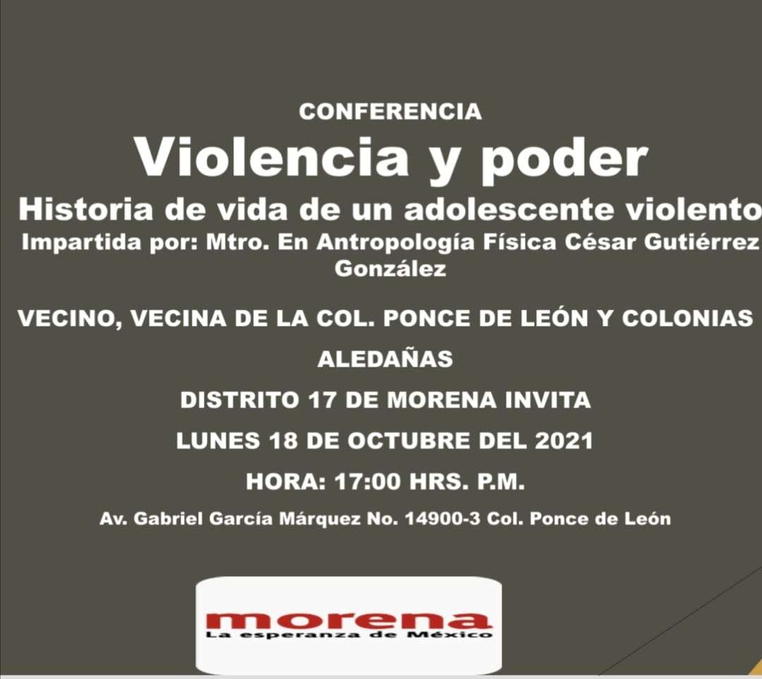 Invitan a colonos de la ponce de león a conferencia de violencia y poder