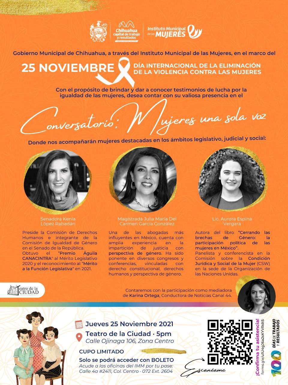 Invitan al conversatorio mujeres una sola voz este 25 de noviembre