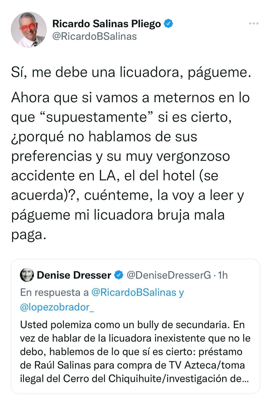 Sigue la guerra entre ricardo salinas pliego y denise dresser