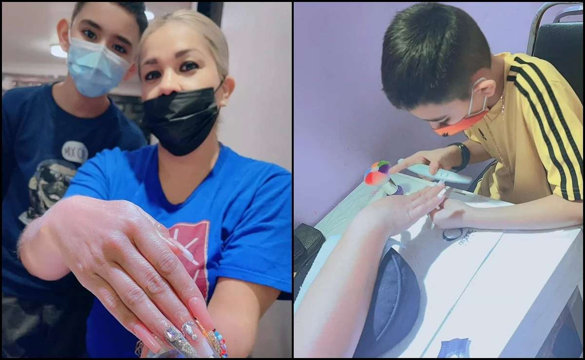Niño de 9 años pone uñas acrílicas para pagar la operación de su hermano