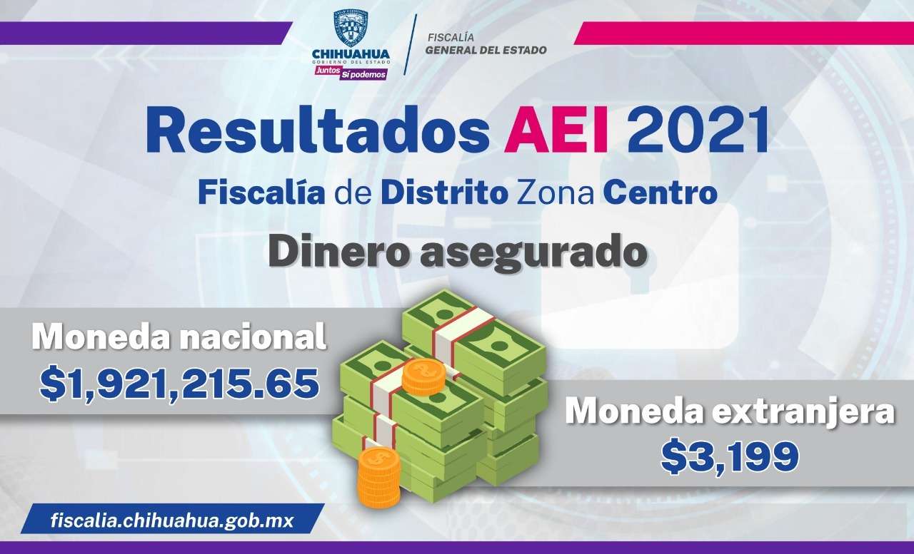 Decomisa aei casi 2 mdp y 3,199 dólares durante 2021