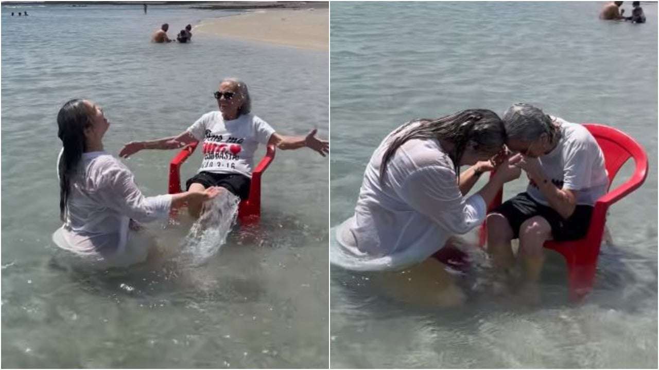 Nieta lleva a su abuelita de 94 años a que conozca el mar