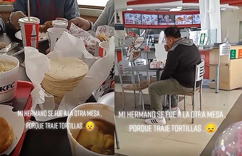 Se avergüenza de su familia por llevar tortillas al kfc