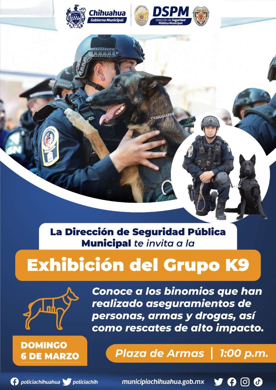 Exhibirán trabajo de perros policías en la plaza de armas