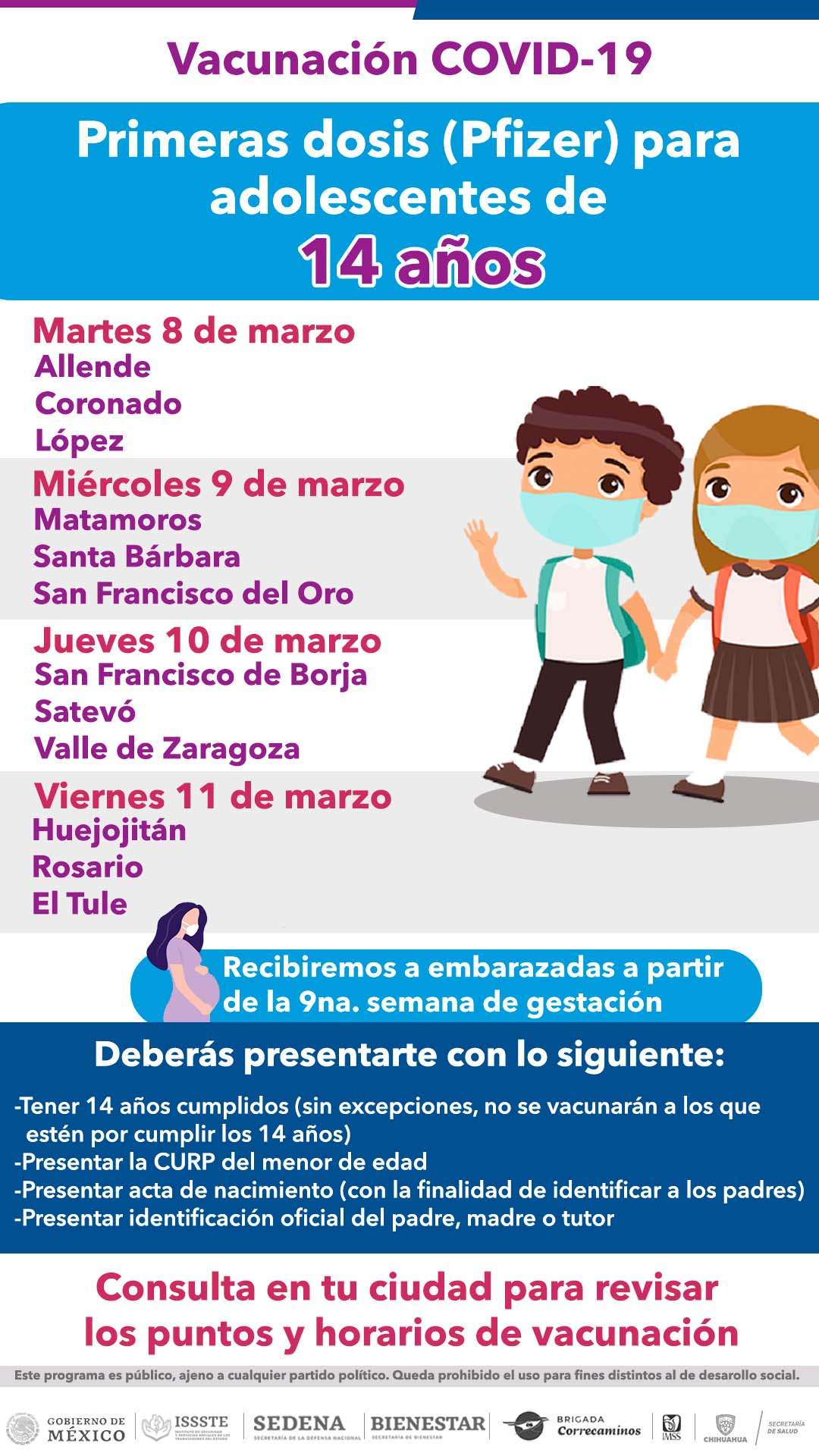 Invitan a vacunación contra covid-19 en varios municipios