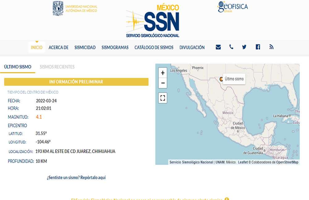 Sismo de 4.1 hoy en ciudad juárez