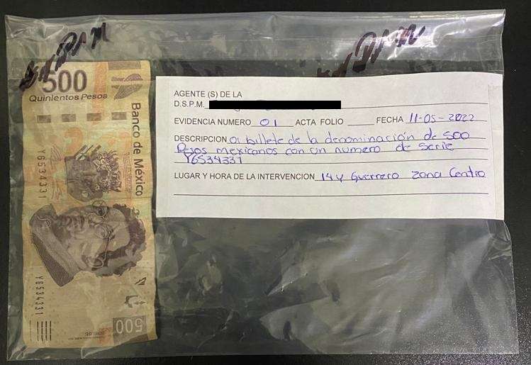 Pretende sobornar a policía con quinientos pesos