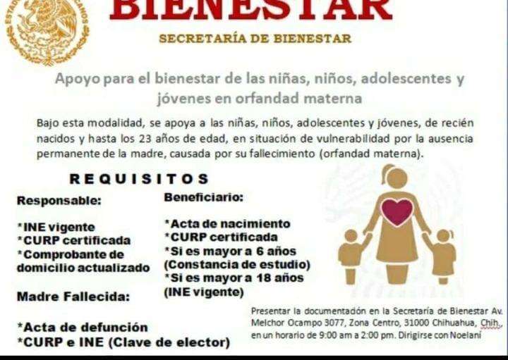 Anuncia bienestar un apoyo para menores con orfandad materna