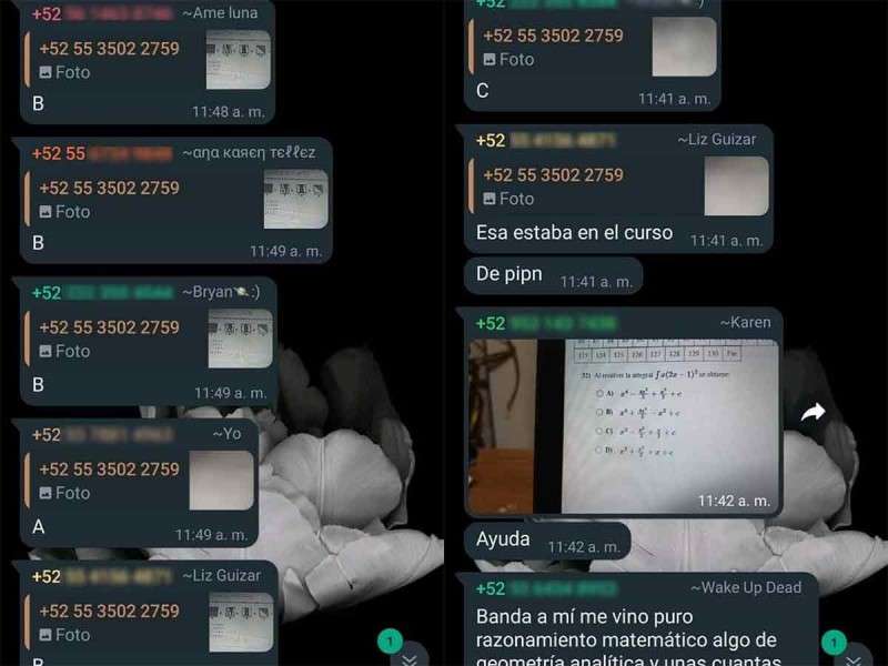 Comparten respuestas de examen del ipn por whatsapp