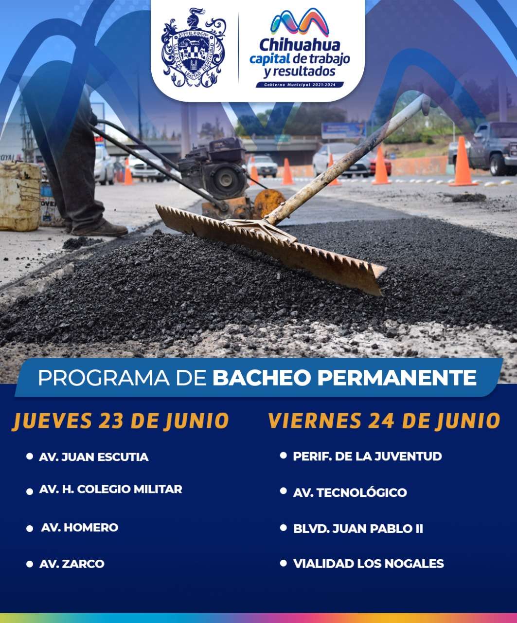 Consulta las calles donde bachearán este jueves y viernes