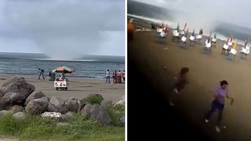 Vídeo: tromba se convierte en tornado en playa de veracruz