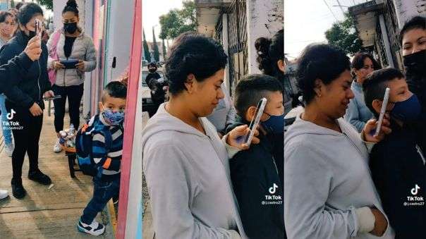 Llora mamá cuando deja a su hijo en la escuela