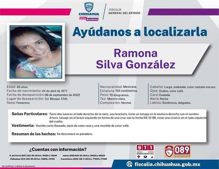 Hallan sin vida a mujer desaparecida en Meoqui