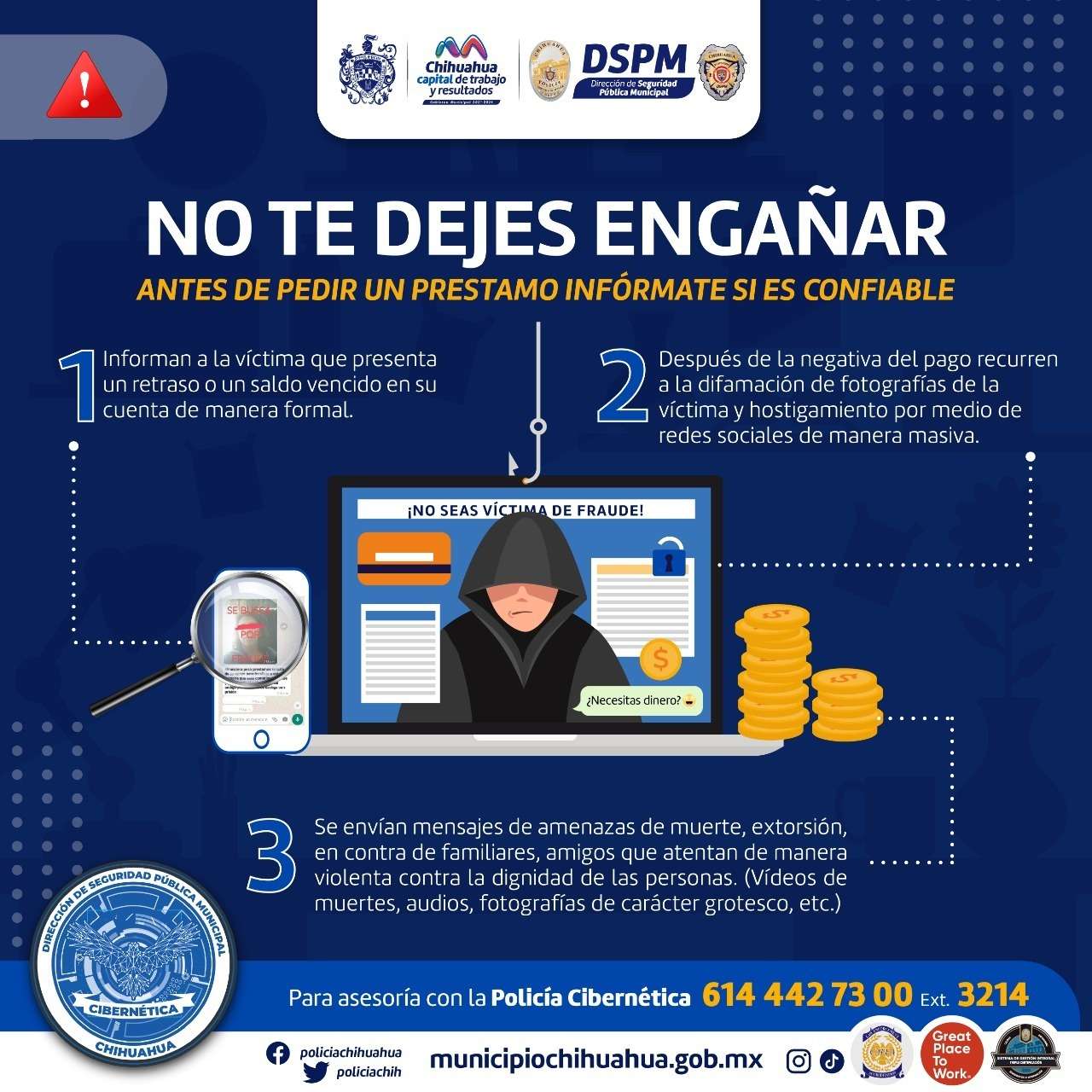 Alerta Policía Cibernética del Municipio sobre páginas de préstamos  fraudulentas | La Opción de Chihuahua