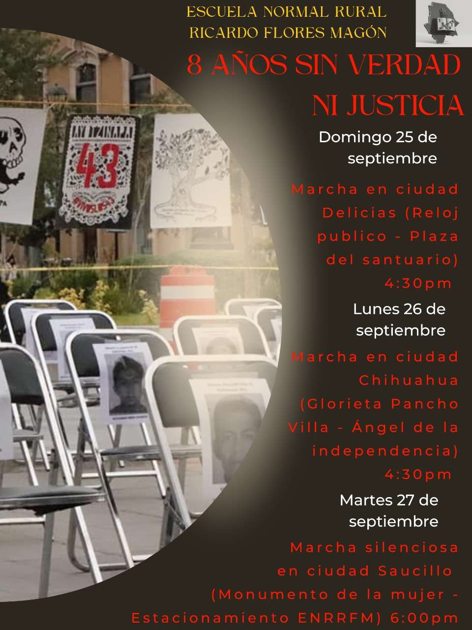 Marchan estudiantes rurales en ciudad Delicias, Chihuahua y Saucillo