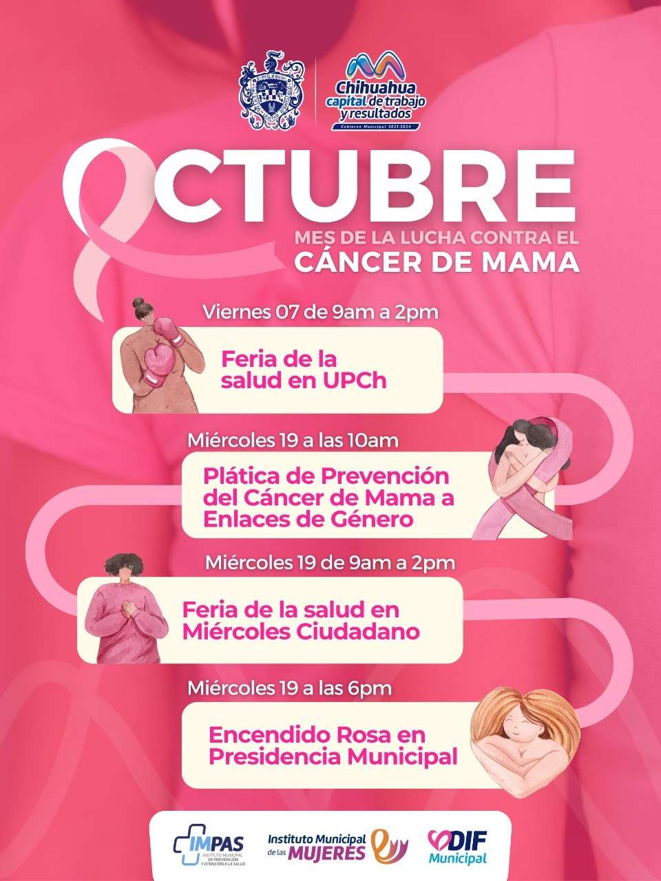 Invitan a las mujeres a participar en las actividades por la Lucha Contra el Cáncer de Mama
