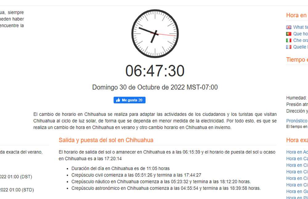 Causa confusión cancelación de horario de invierno La Opción de Chihuahua