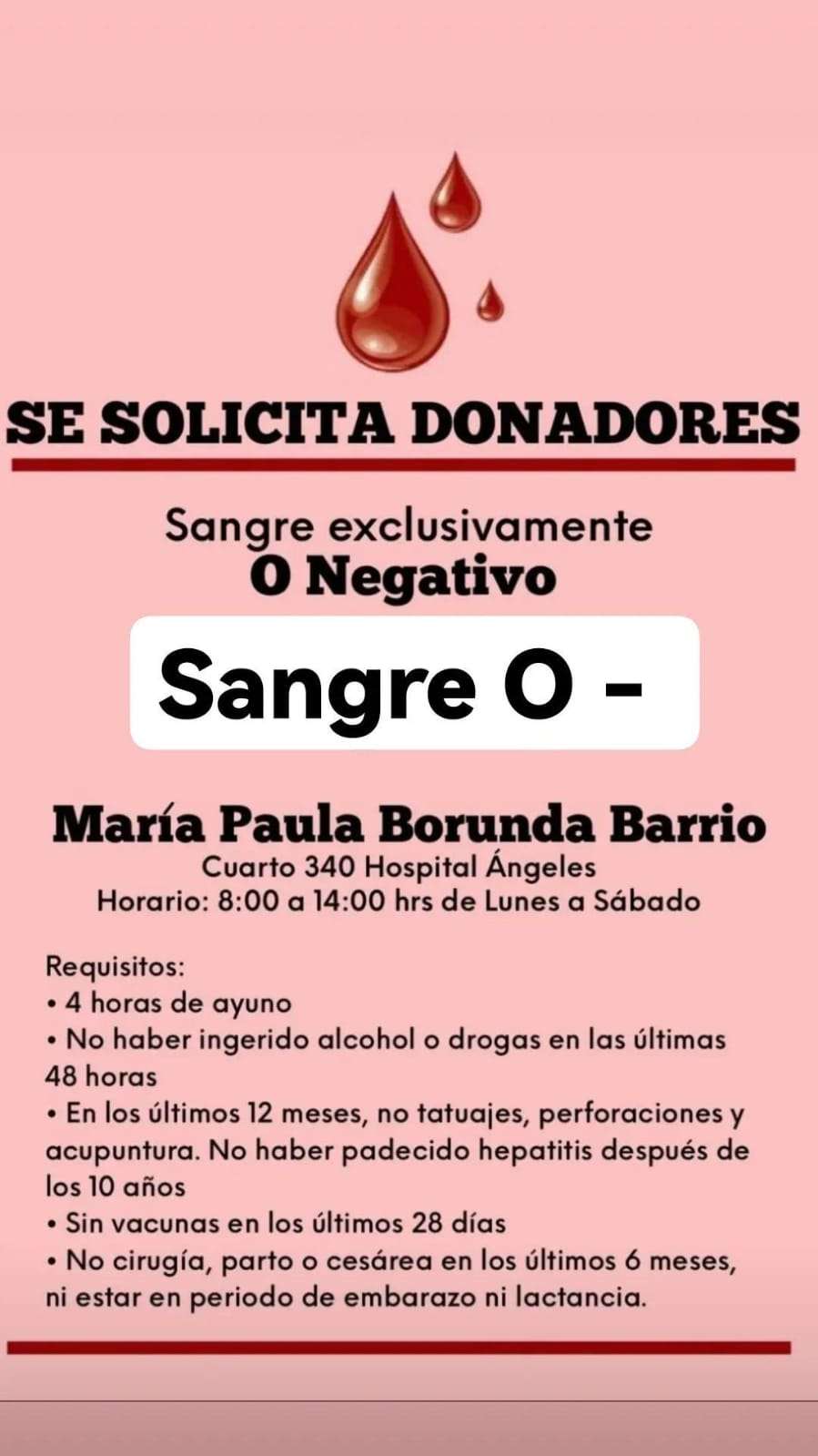 Solicitan donadores de sangre O negativo