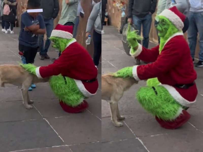 Grinch grosero se vuelve viral; se enoja porque niño le pide foto
