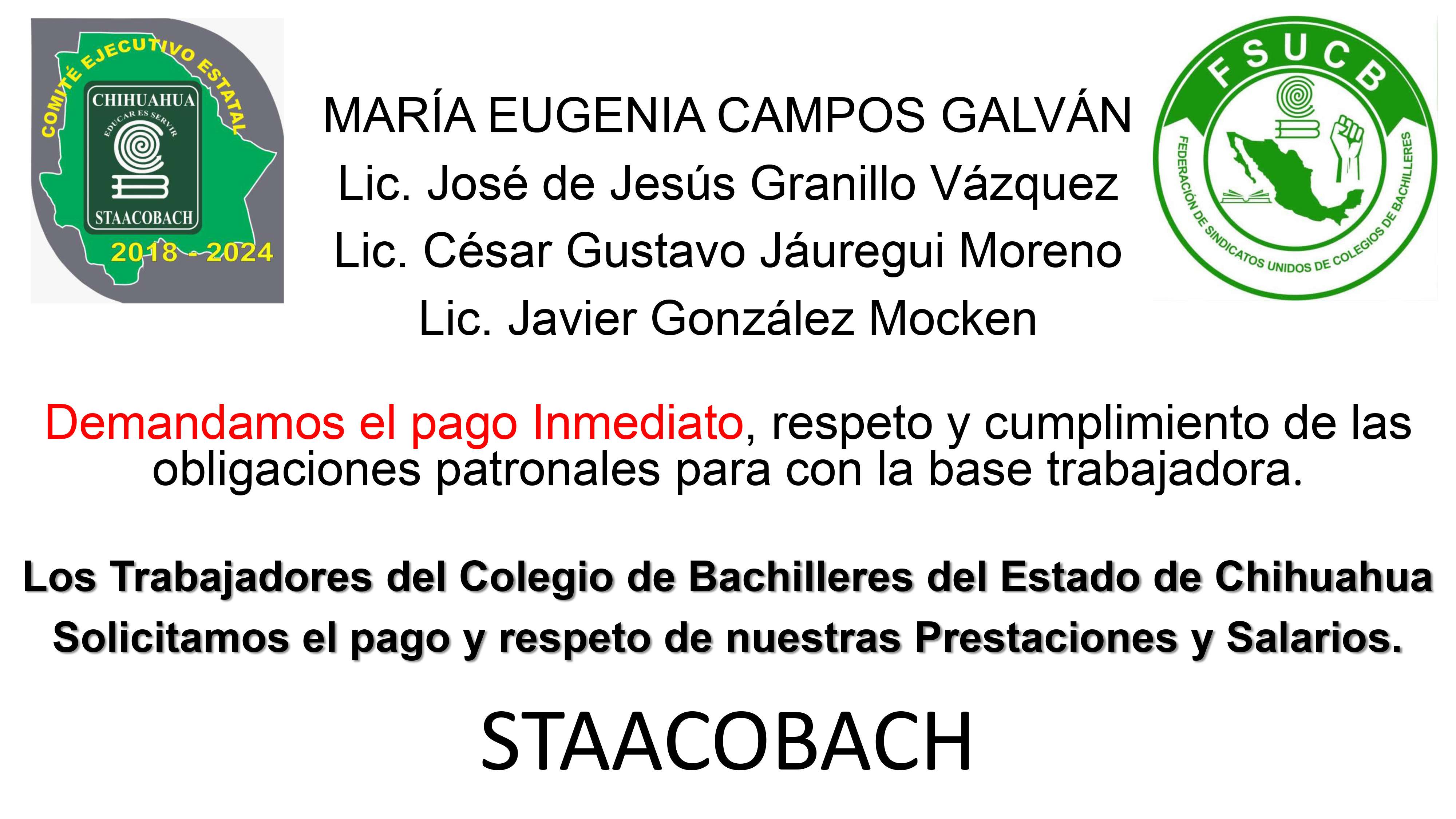 Exigen en Cobach retroactivo salarial