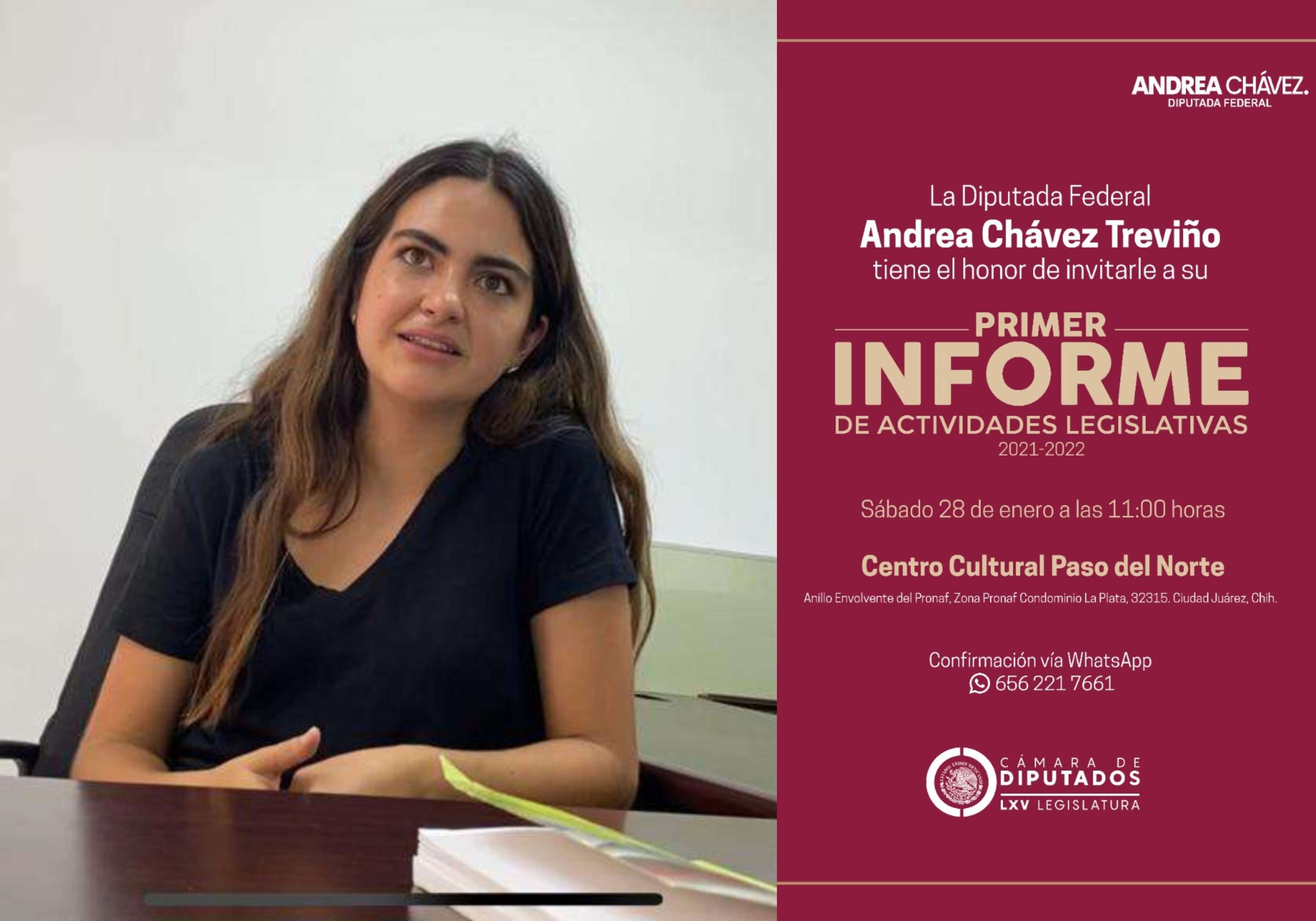 Alista diputada Andrea Chávez su primer informe de actividades
