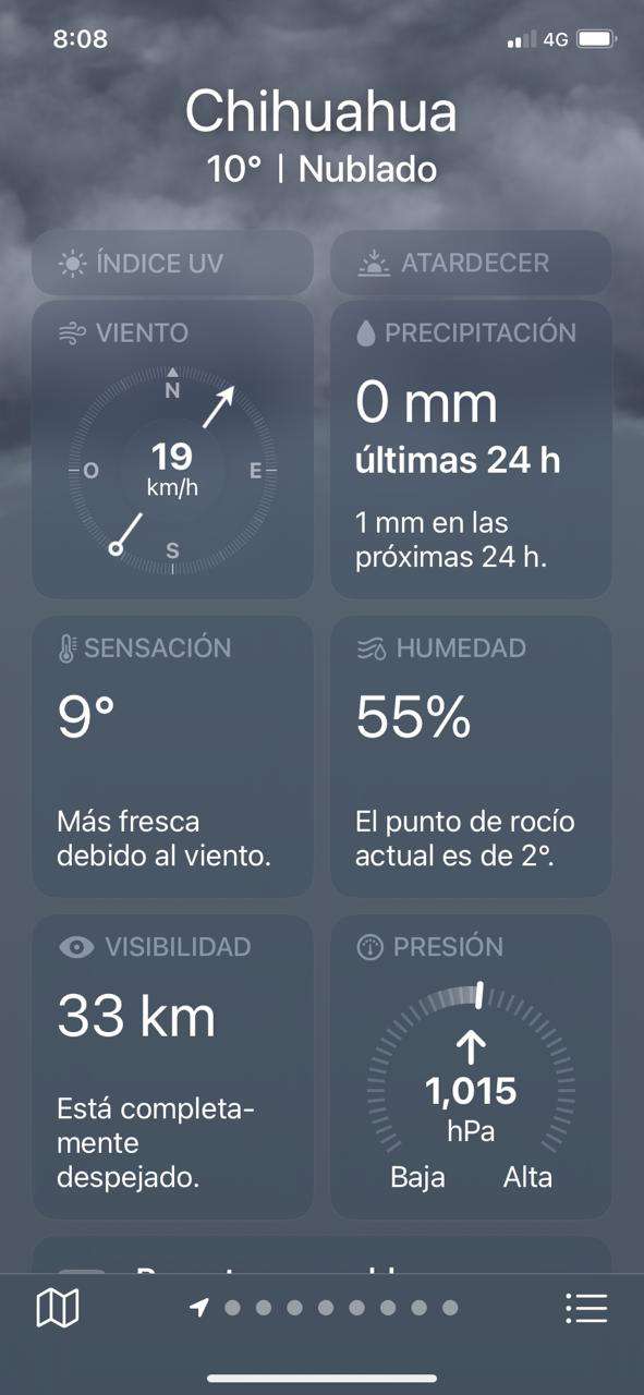 Fuerte viento, clima templado y cielo nublado en la ciudad