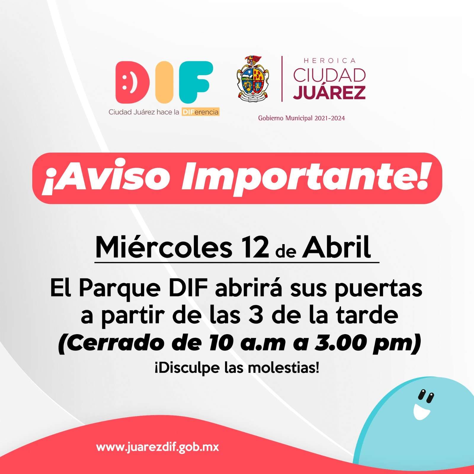 Abrirá el Parque DIF a las 3 de la tarde este miércoles