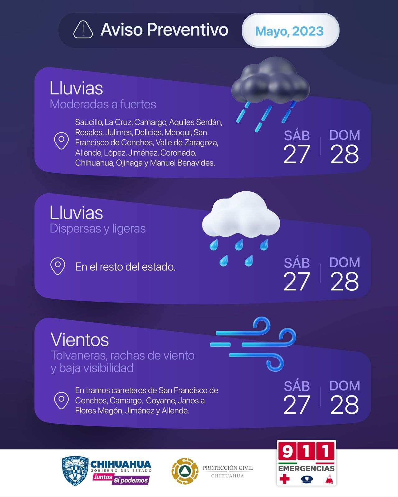 Alertan por lluvias y posible granizo a partir de esta tarde
