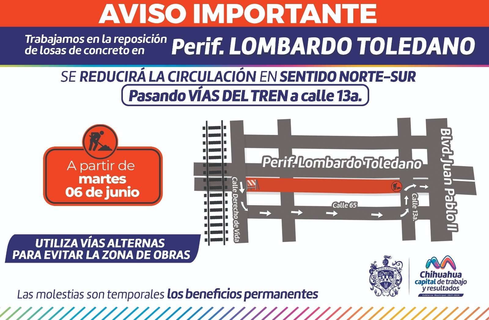 Cerrarán tramo del periférico Lombardo Toledano por repavimentación