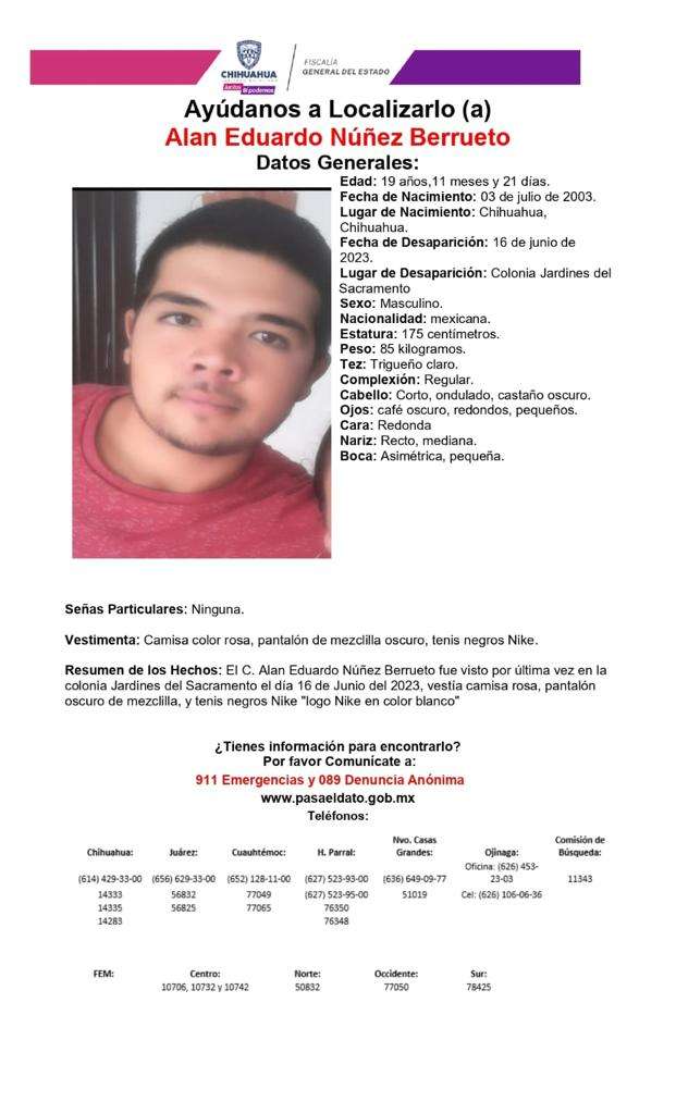 Piden ayuda para localizar a joven de 19 años 