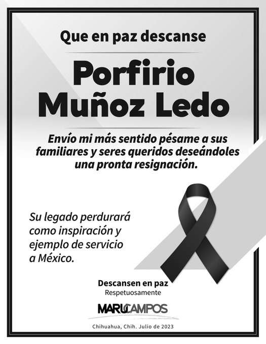 Lamenta Maru Campos muerte de Muñoz Ledo y envía condolencias 
