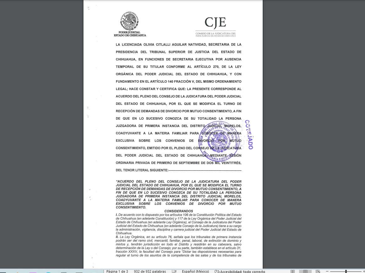 Crean Juzgado Coadyuvante para divorcios voluntarios