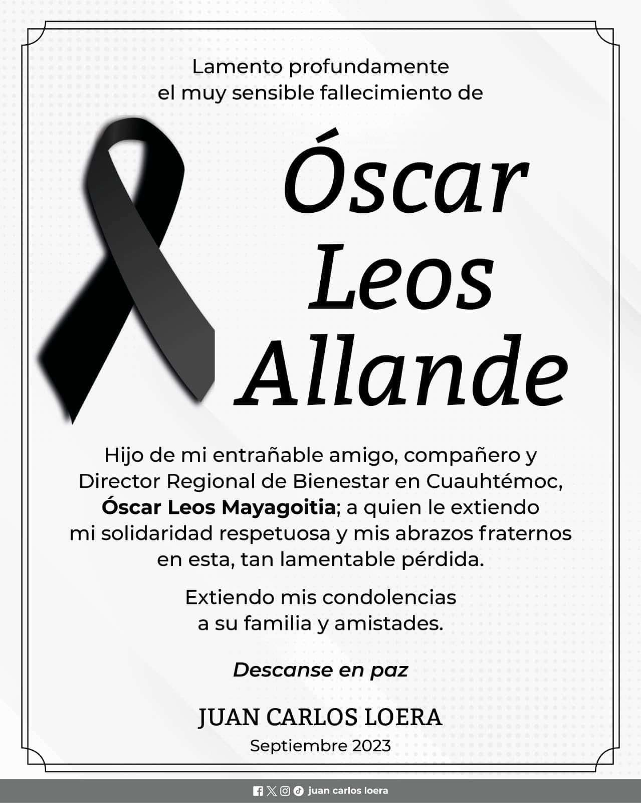 Fallece Óscar Leos Allande 